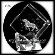 K9 3D Laser Bull Inside Crystal Cube